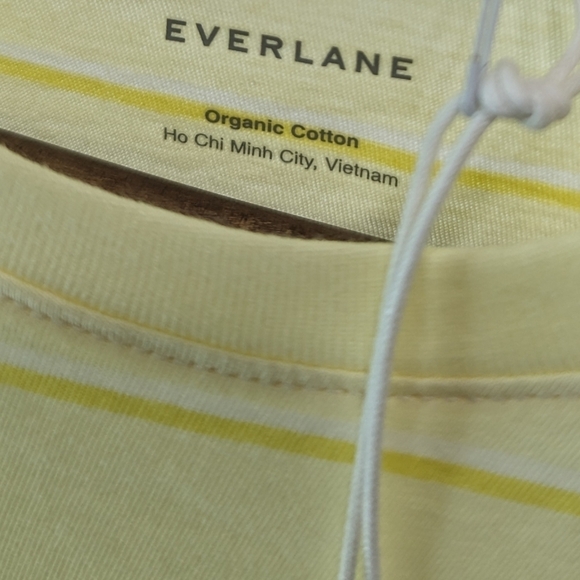 Everlane T Shirt Women Yellow Stripe Organic Cotton Crew Tee Longline - Picture 4 of 12
